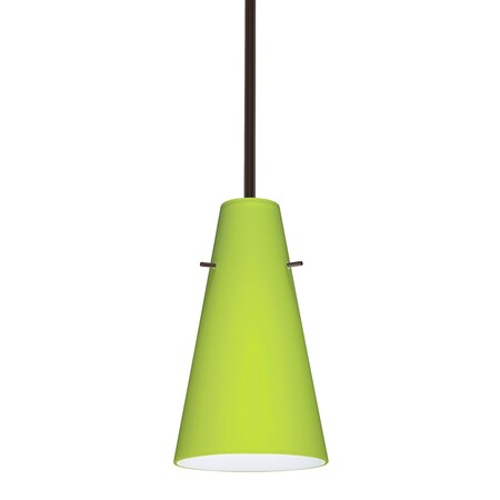 Besa Lighting Cierro Stem Pendant, Chartreuse, Bronze Finish, 1x9W LED 1TT-412435-LED-BR